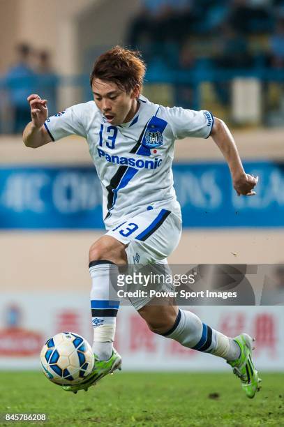 Gamba Osaka midfielder Abe Hiroyuki in action during the 2015 AFC Champions League Group Stage F match between Guangzhou R&F and Gamba Osaka on April...