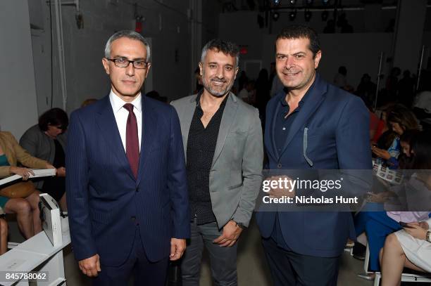 Ertan Yalcin, Selman Yalcin and Cuneyt Ozdemir attend Hakan Akkaya fashion show during New York Fashion Week: The Shows at Gallery 2, Skylight...