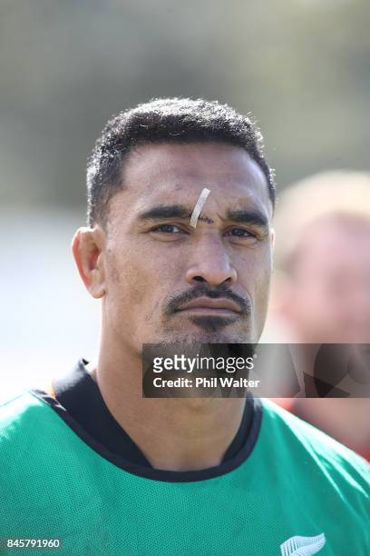 Jerome Kaino of the All Blacks during a New Zealand All Blacks training session at QBE Stadium on September 12, 2017 in Auckland, New Zealand.