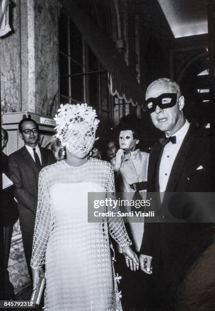 Joan Fontaine with Dr Benjamin Kean Truman Capote BW Ball on November 28, 1966 in New York, New York.