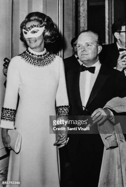 Katherine Graham and Truman Capote at Truman Capote BW Ball on November 28, 1966 in New York, New York.