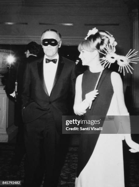 Henry Fonda with wife at Truman Capote BW Ball on November 28, 1966 in New York, New York.