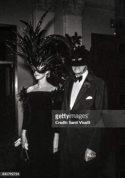 Princess Peggy d'Arenberg with unidentified person at Truman Capote BW Ball on November 28, 1966 in New York, New York.