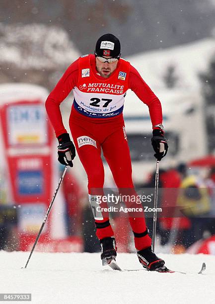 Magnus-H Moan of Norway takes 3rd Place during FIS World Cup Nordic Combined Men's Individual Gundersen on February 1, 2009 in Chaux Neuve, France.