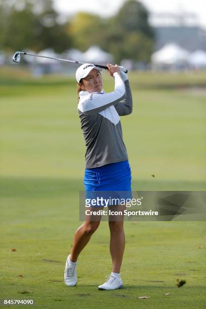 Golfer Christina Kim during the final round of the Indy Women In Tech on September 9, 2017 at the Brickyard Crossing Golf Club in Indianapolis,...