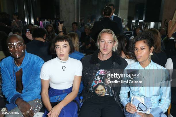 Young Paris, Mia Moretti, Diplo and Aluna Francis attend the 3.1 Phillip Lim show during New York Fashion Week at 282 11th Avenue on September 11,...