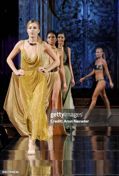 Models walk the runway for the Eliya Cioccolato fashion show during New York Fashion Week NYFW Art Hearts Fashion at The Angel Orensanz Foundation on...