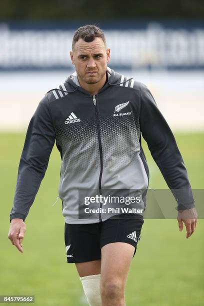 Israel Dagg of the All Blacks during a New Zealand All Blacks training session at Alexandra Park on September 12, 2017 in Auckland, New Zealand.