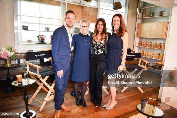 Nespresso's Benjamin Combe, Sylvie Charette, ET Canada's Sangita Patel and Nespresso's Caroline Duguay attend Nespresso coffee with creators of...