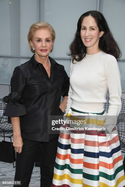 Designer Carolina Herrera and Patricia Cristina Herrera attend Oscar De La Renta fashion show during New York Fashion Week on September 11, 2017 in...