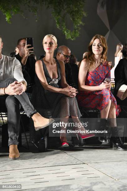 Nicky Hilton Rothschild and Michelle Monaghan attend Oscar De La Renta fashion show during New York Fashion Week on September 11, 2017 in New York...