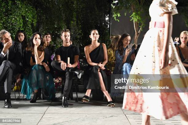 Cameron Dallas and Lily Aldridge attend Carolina Herrera fashion show during New York Fashion Week at The Museum of Modern Art on September 11, 2017...