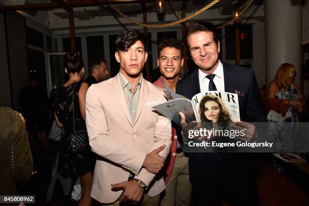 Model Dante Saverio Amato, Jan Luis Castellanos and Actor Vincent De Paul attend the fashion week celebration with DuJour Magazine hosted by Cindy...