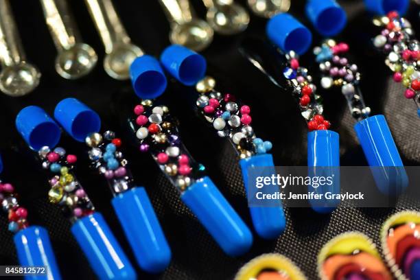 View of nails on display backstage - CND for Libertine Spring/Summer 2018 during New York Fashion Week at Skylight Clarkson Sq on September 11, 2017...