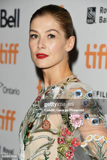 Rosamund Pike attends the "Hostiles" premiere during the 2017 Toronto International Film Festival at Princess of Wales Theatre on September 11, 2017...