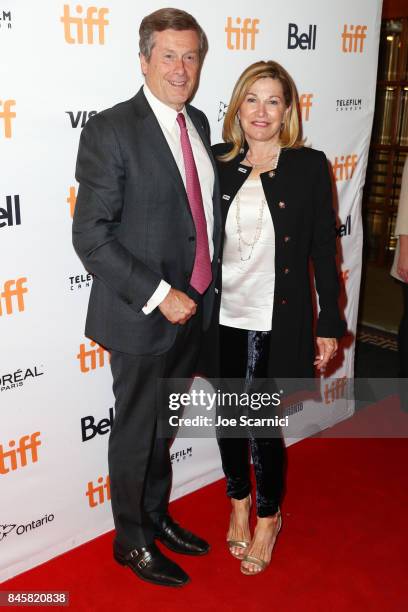 Toronto Mayor John Tory and Barbara Hackett attend "The Shape of Water" premiere during the 2017 Toronto International Film Festival at The Elgin on...