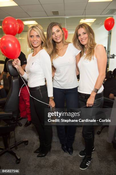 Sylvie Tellier , Camille Cerf and Sophie Thalmann attend the Aurel BGC Charity Benefit Day 2017 on September 11, 2017 in Paris, France.