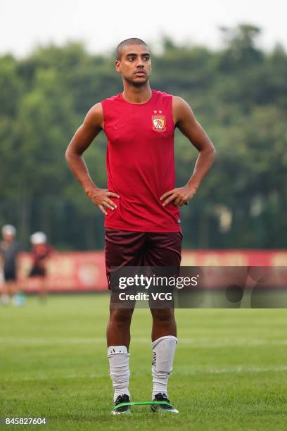 Alan of Guangzhou Evergrande, attends a training session ahead of the AFC Champions League 2017 Quarterfinals 2nd round match between Guangzhou...