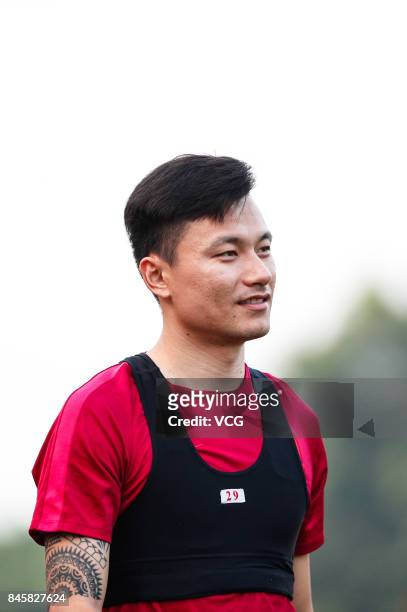 Gao Lin of Guangzhou Evergrande, attends a training session ahead of the AFC Champions League 2017 Quarterfinals 2nd round match between Guangzhou...