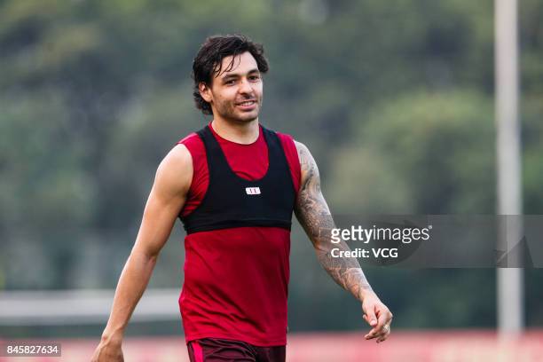 Ricardo Goulart of Guangzhou Evergrande, attends a training session ahead of the AFC Champions League 2017 Quarterfinals 2nd round match between...