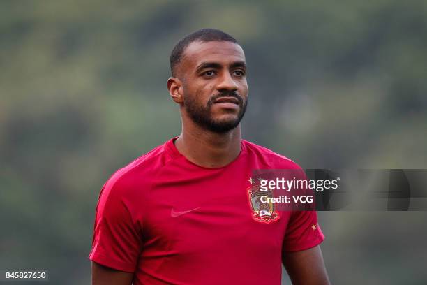 Muriqui of Guangzhou Evergrande, attends a training session ahead of the AFC Champions League 2017 Quarterfinals 2nd round match between Guangzhou...