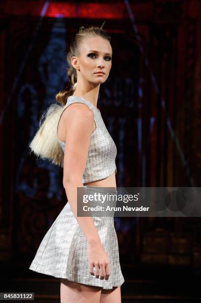 Model walks the runway for the 21 Reasons Why by Madeline Stuart fashion show during New York Fashion Week NYFW Art Hearts Fashion at The Angel...