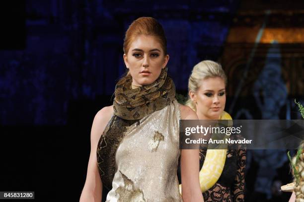 Models walk the runway for the 21 Reasons Why by Madeline Stuart fashion show during New York Fashion Week NYFW Art Hearts Fashion at The Angel...