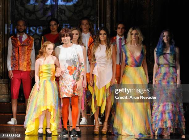 Model Madeline Stuart walks the runway for the House of Byfield fashion show during New York Fashion Week NYFW Art Hearts Fashion at The Angel...