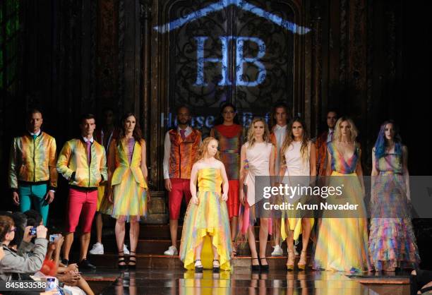 Model Madeline Stuart walks the runway for the House of Byfield fashion show during New York Fashion Week NYFW Art Hearts Fashion at The Angel...