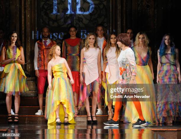 Model Madeline Stuart walks the runway for the House of Byfield fashion show during New York Fashion Week NYFW Art Hearts Fashion at The Angel...