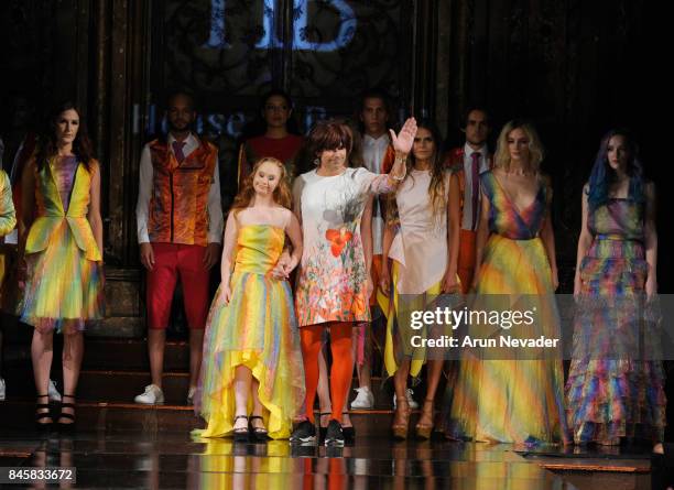 Model Madeline Stuart walks the runway for the House of Byfield fashion show during New York Fashion Week NYFW Art Hearts Fashion at The Angel...