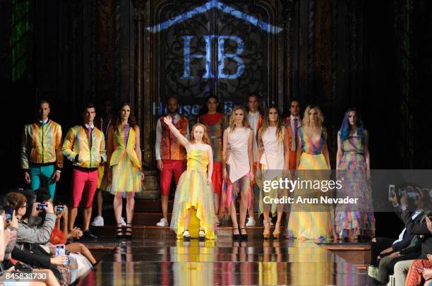 Model Madeline Stuart walks the runway for the House of Byfield fashion show during New York Fashion Week NYFW Art Hearts Fashion at The Angel...