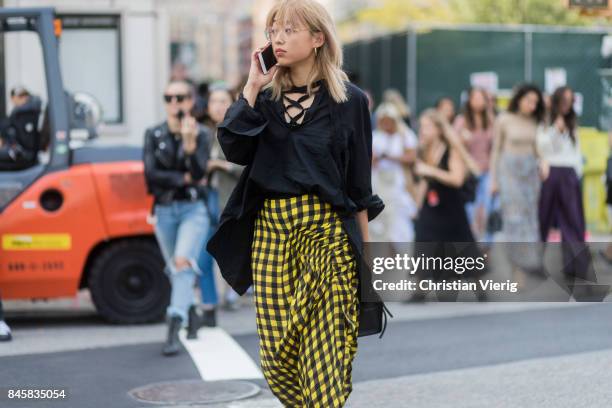 Margaret Zhang seen in the streets of Manhattan outside Zimmermann during New York Fashion Week on September 11, 2017 in New York City.