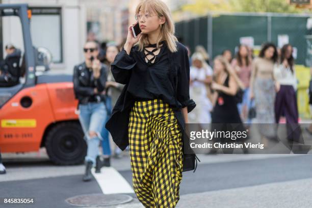 Margaret Zhang seen in the streets of Manhattan outside Zimmermann during New York Fashion Week on September 11, 2017 in New York City.