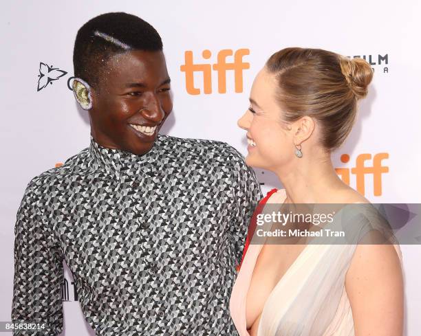 Mamoudou Athie and Brie Larson arrive to the "Unicorn Store" premiere - 2017 TIFF - Premieres, Photo Calls and Press Conferences held on September...