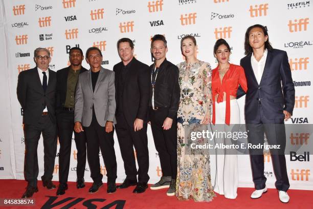 John Lesher, Jonathan Majors, Wes Studi, Christian Bale, Scott Cooper, Rosamund Pike, Q'orianka Kilche and Ken Kao attend the "Hostiles" premiere...