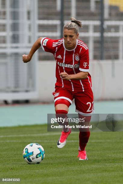 Verena Faisst of Bayern Muenchen in action during the women Bundesliga match between Bayern Muenchen and SC Freiburg at Stadion an der Gruenwalder...