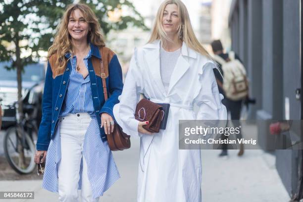 Ece Sukan and Ada Kokosar seen in the streets of Manhattan outside Phillip Lim during New York Fashion Week on September 11, 2017 in New York City.