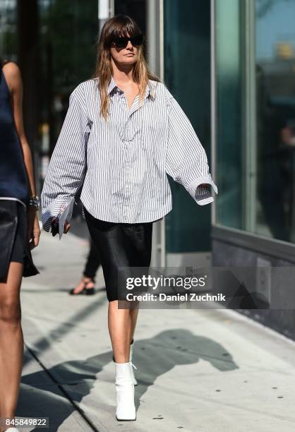Guest is seen outside the 3.1 Phillip Lim show show during New York Fashion Week: Women's S/S 2018 on September 11, 2017 in New York City.
