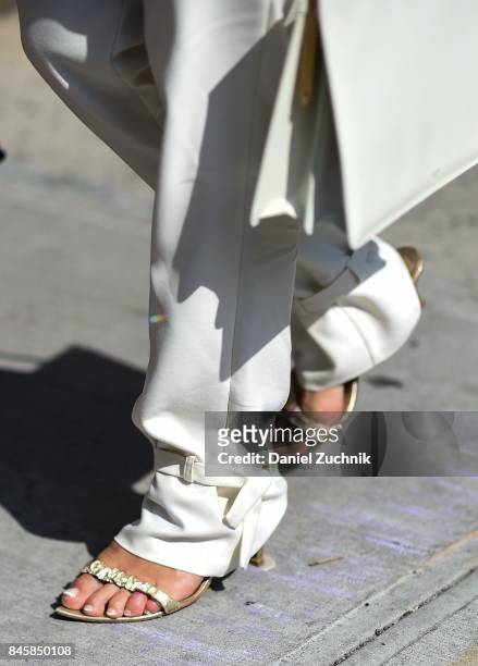 Pair of shoes are seen outside the 3.1 Phillip Lim show during New York Fashion Week: Women's S/S 2018 on September 11, 2017 in New York City.