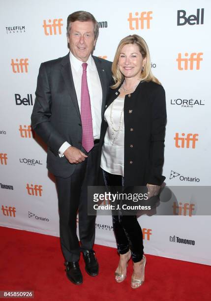Toronto Mayor John Tory and Barbara Hackett attend the premiere of "The Shape Of Water" during the 2017 Toronto International Film Festival at The...