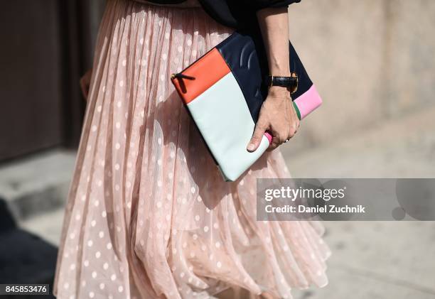 Chanel bag is seen outside the 3.1 Phillip Lim show during New York Fashion Week: Women's S/S 2018 on September 11, 2017 in New York City.