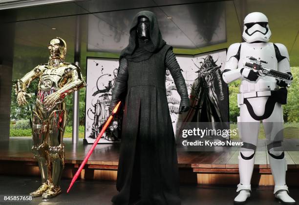 Kylo Ren and First Order Stormtrooper, main characters of Star Wars: The Last Jedi, attend a promotional event at Byodoin Temple in Uji, Kyoto...