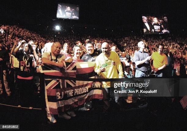 Fans support BJ Penn at UFC 94 George St-Pierre vs. BJ Penn 2 at the MGM Grand Arena on January 31, 2009 in Las Vegas, Nevada.