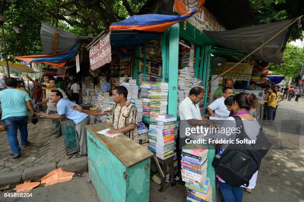 Daily Life in Kolkata . Bookseller near Calcutta University on June 20, 2016 in Kolkata , India.