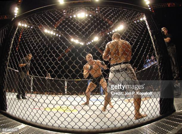 George St-Pierre battles BJ Penn at UFC 94 George St-Pierre vs. BJ Penn 2 at the MGM Grand Arena on January 31, 2009 in Las Vegas, Nevada.