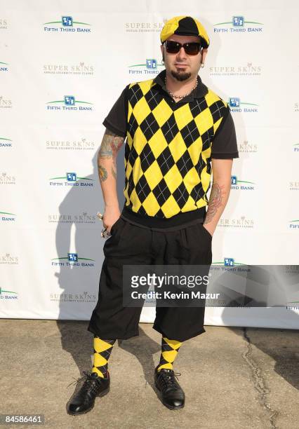 Singer Chris Kirkpatrick attends the Super Skins Annual Celebrity Golf Classic with Nick Lachey and Jimmie Johnson at TPC Tampa Bay on January 31,...