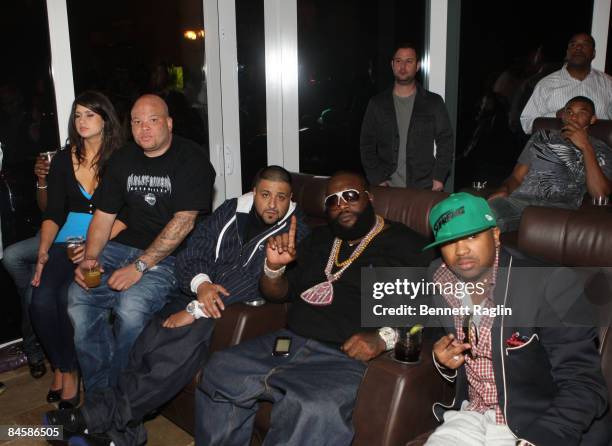 Sean Pecas of Def Jam, DJ Khaled, Rick Ross, The Dream attend the Hennessy Def Jam Game Over Celebration at House of Hennessy on February 1, 2009 in...