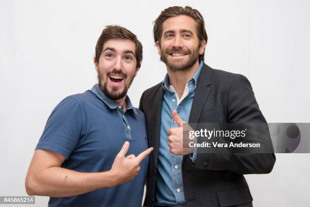 Jeff Bauman and Jake Gyllenhaal at the "Stronger" Press Conference at the Fairmont Royal York Hotel on September 10, 2017 in Toronto, Canada.