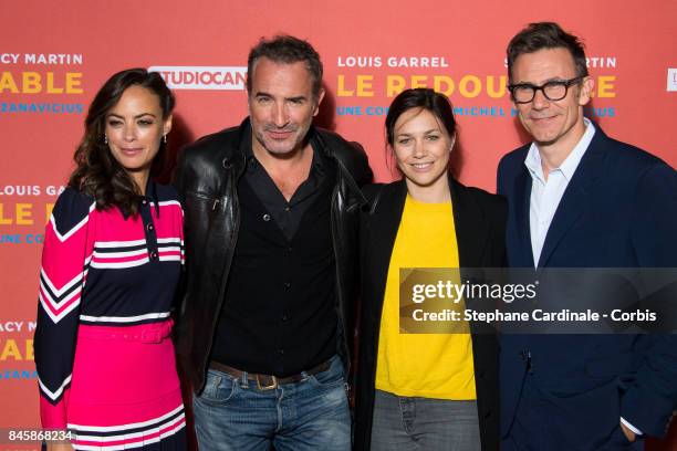 Berenice Bejo, Jean Dujardin, Nathalie Pechalat and Michel Hazanavicius attend the "Le Redoutable" Paris Premiere at Cinema du Pantheon on September...